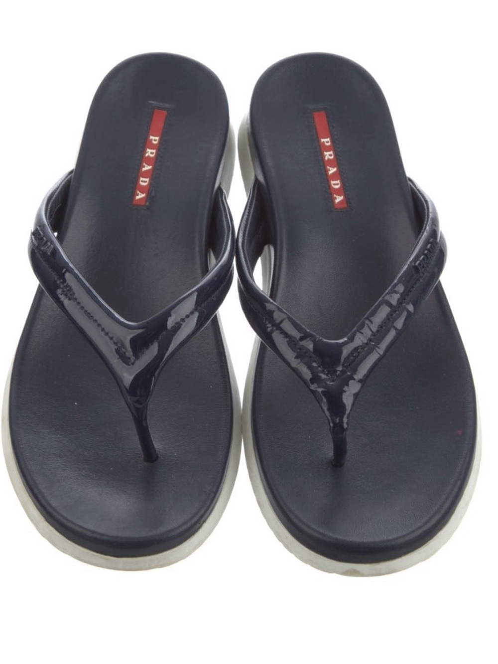 Prada Navy Blue Flip Flops So Chic! Includes Box and Dust bag.